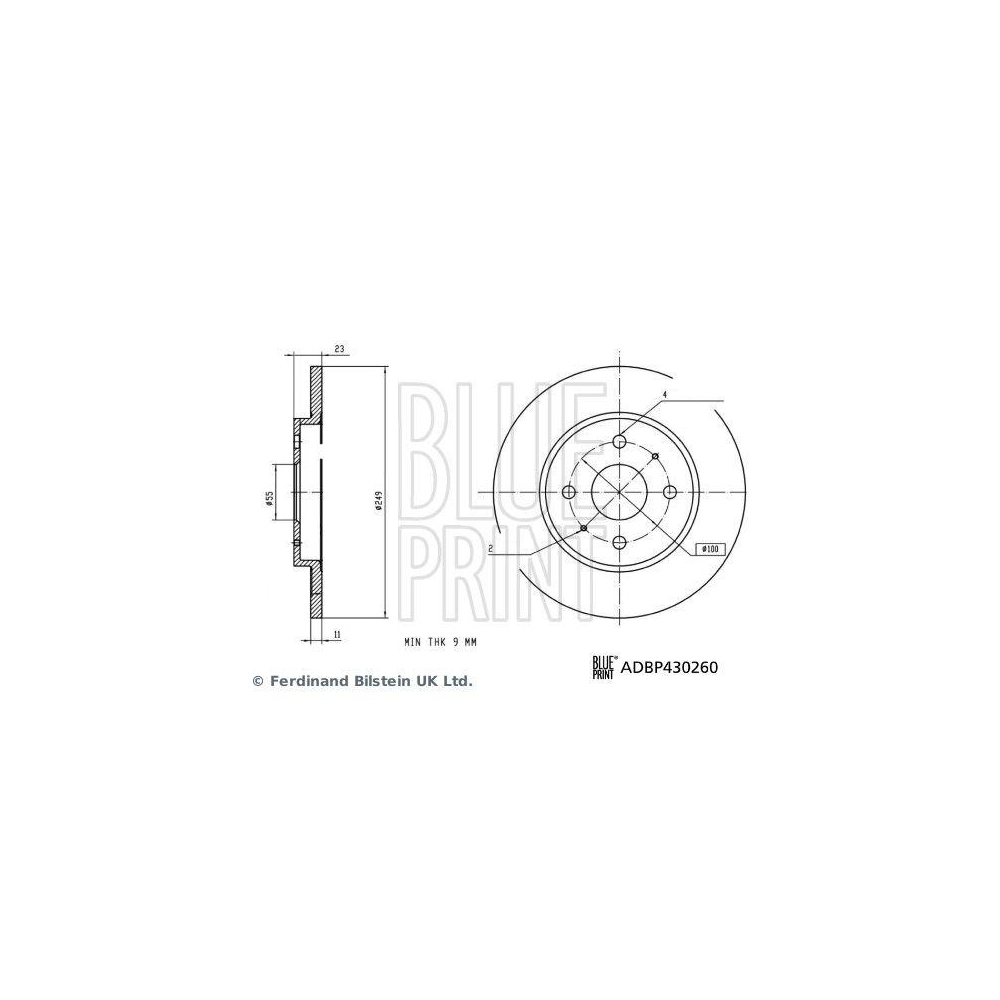 Bremsscheibe BLUE PRINT ADBP430260 für BYD, Hinterachse