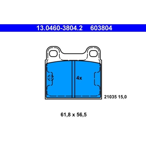 Bremsbelagsatz, Scheibenbremse ATE 13.0460-3804.2 f&uuml;r, Hinterachse