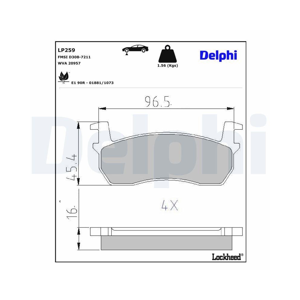 DELPHI LP259 Bremsbelagsatz, Scheibenbremse für NISSAN, Vorderachse