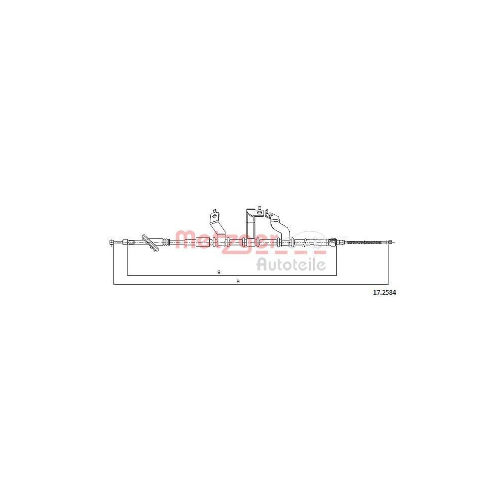 Seilzug, Feststellbremse METZGER 17.2584 f&uuml;r HYUNDAI, hinten rechts