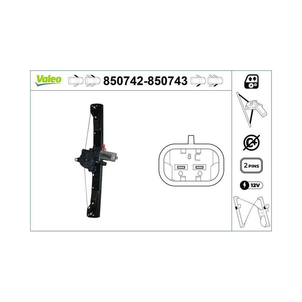 Fensterheber VALEO 850742 f&uuml;r FIAT ABARTH, vorne links