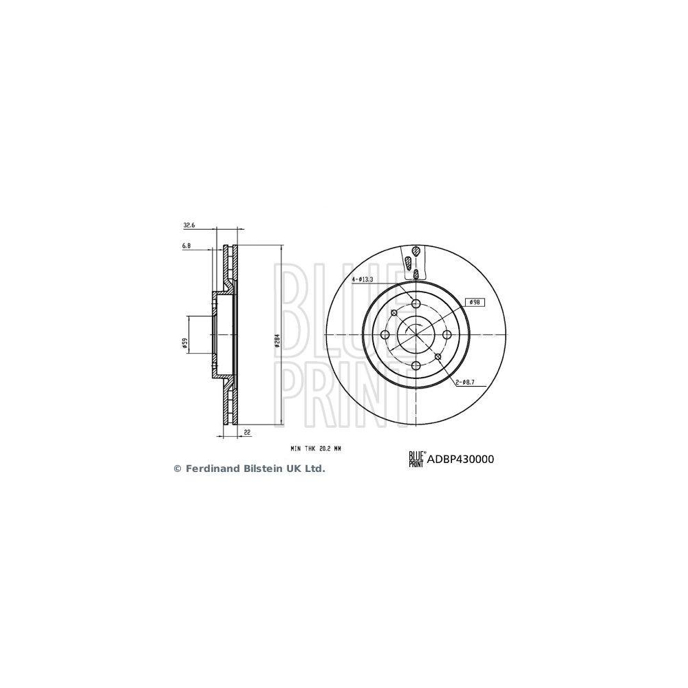 BLUE PRINT ADBP430000 2 St&uuml;ck Bremsscheiben f&uuml;r ALFA ROMEO FIAT LANCIA, Vorderachse