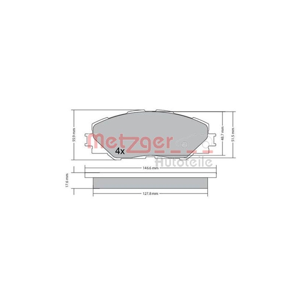 Bremsbelagsatz, Scheibenbremse METZGER 1170443 GREENPARTS f&uuml;r TOYOTA