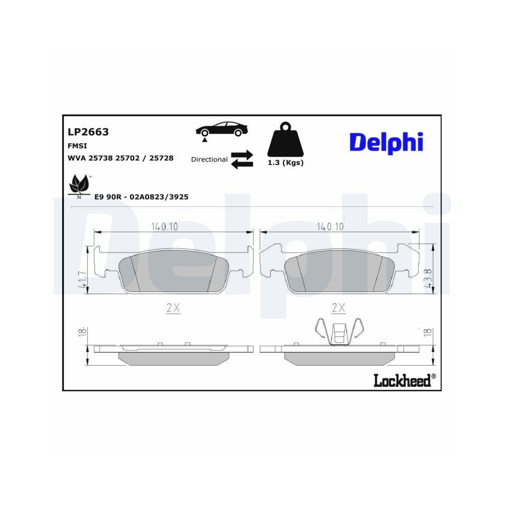 DELPHI LP2663 Bremsbelagsatz, Scheibenbremse f&uuml;r RENAULT DACIA, Vorderachse