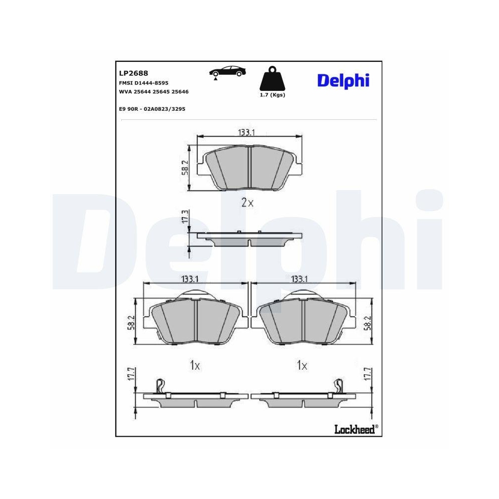 DELPHI LP2688 Bremsbelagsatz, Scheibenbremse f&uuml;r HYUNDAI KIA, Vorderachse