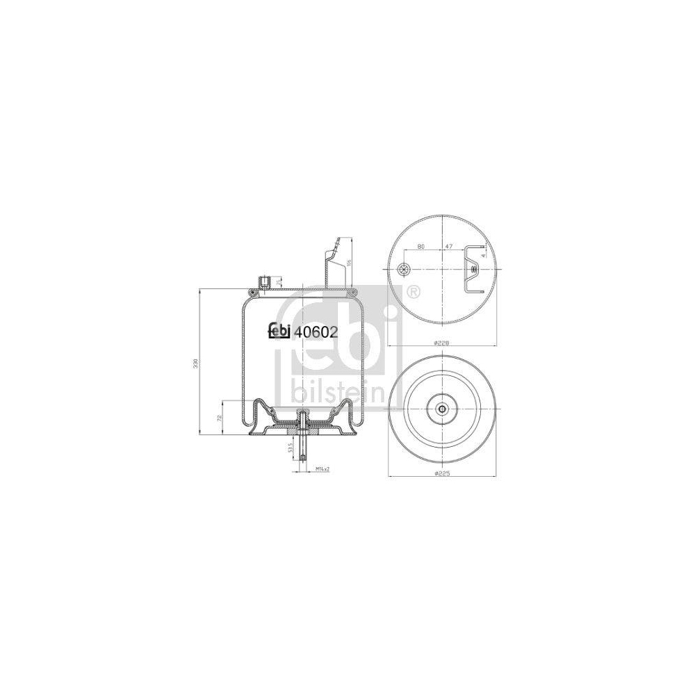Federbalg, Luftfederung FEBI BILSTEIN 40602 für VOLVO, Hinterachse links, vorne