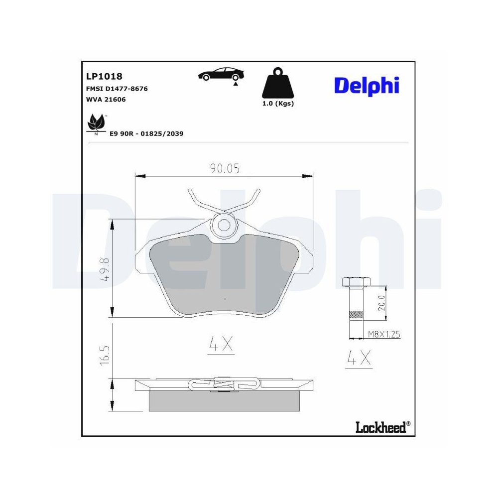 DELPHI LP1018 Bremsbelagsatz, Scheibenbremse f&uuml;r ALFA ROMEO FIAT LANCIA