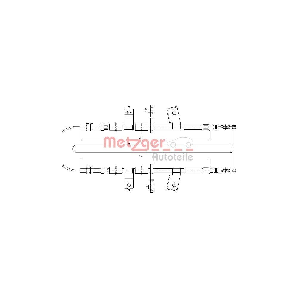 Seilzug, Feststellbremse METZGER 17.3513 GREENPARTS f&uuml;r CHEVROLET, hinten