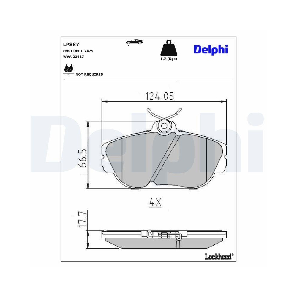 DELPHI LP887 Bremsbelagsatz, Scheibenbremse f&uuml;r FORD MERCURY FORD USA LINCOLN