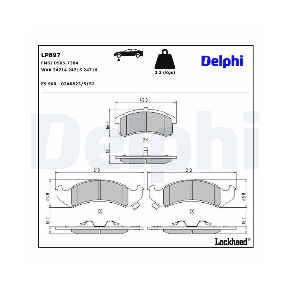DELPHI LP897 Bremsbelagsatz, Scheibenbremse für CHEVROLET PONTIAC BUICK CADILLAC