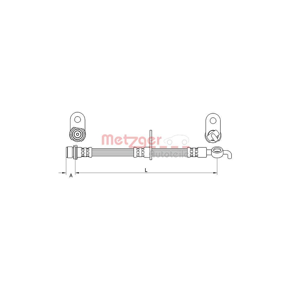 Bremsschlauch METZGER 4111561 f&uuml;r CITRO&Euml;N PEUGEOT TOYOTA, Vorderachse links