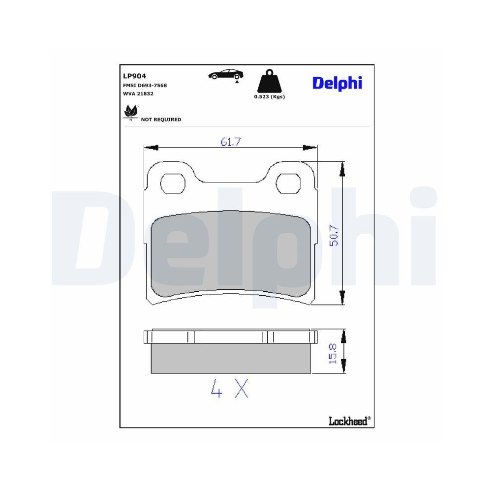 DELPHI LP904 Bremsbelagsatz, Scheibenbremse für FORD KIA, Hinterachse
