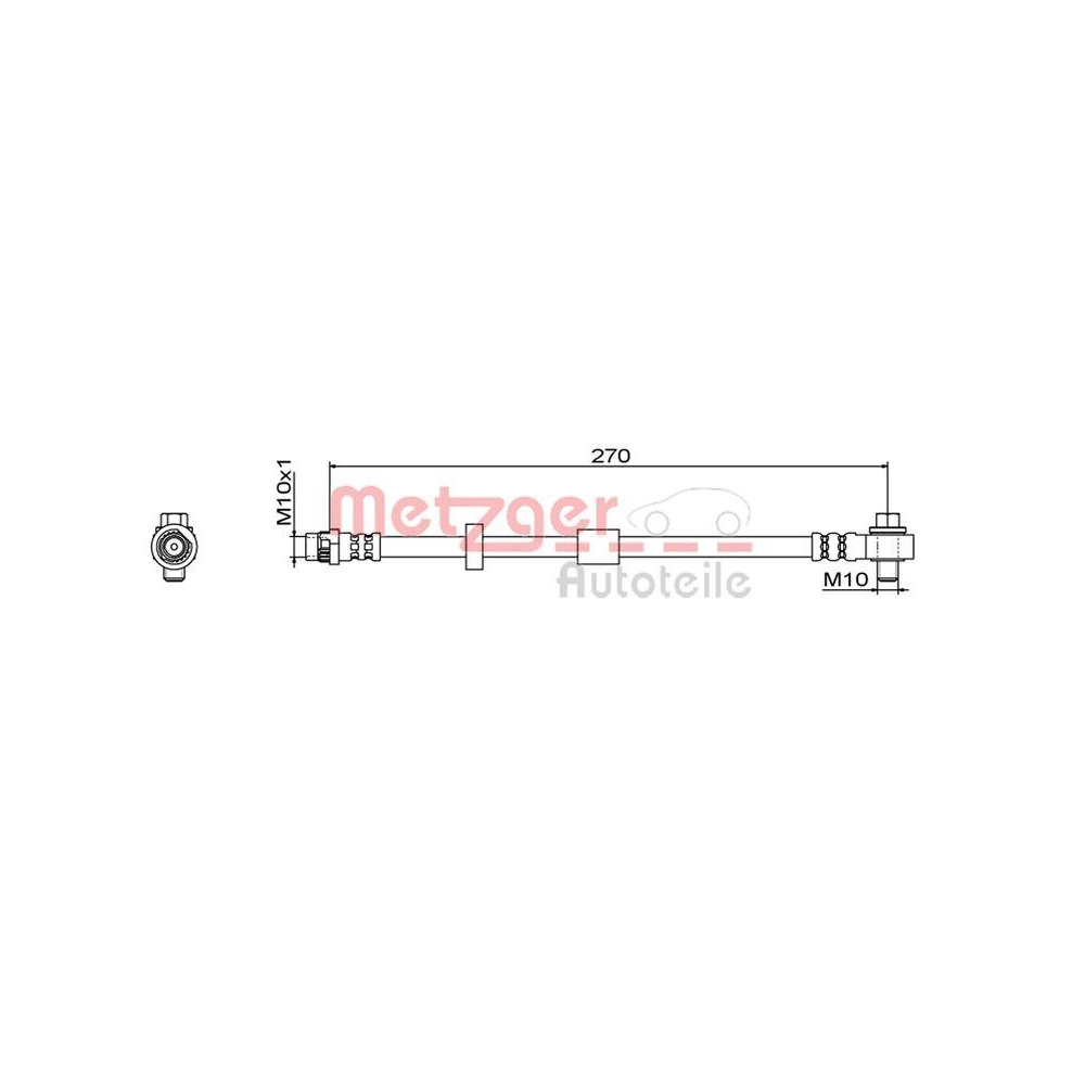 Bremsschlauch METZGER 4111579 GREENPARTS f&uuml;r VOLVO, Hinterachse links