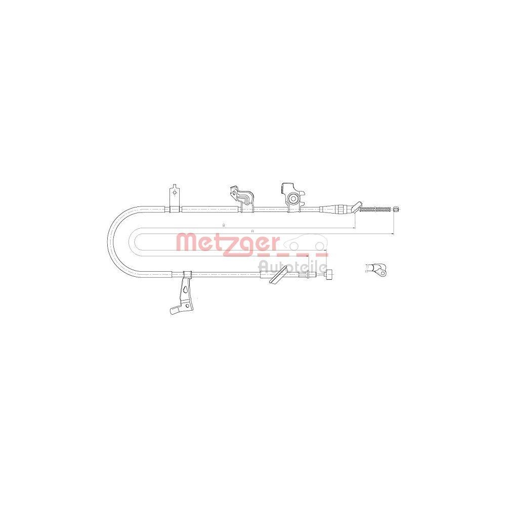 Seilzug, Feststellbremse METZGER 17.5060 f&uuml;r FIAT SUZUKI, hinten rechts