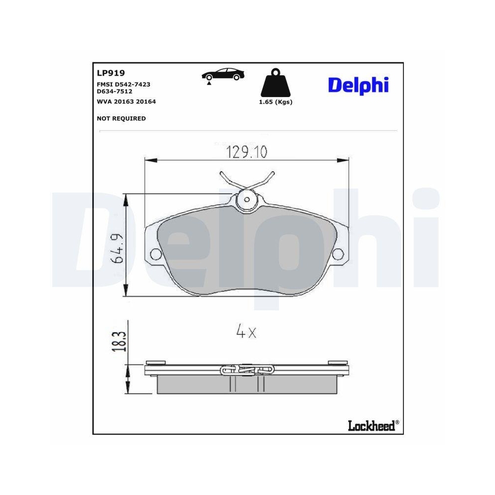 DELPHI LP919 Bremsbelagsatz, Scheibenbremse f&uuml;r VOLVO, Vorderachse