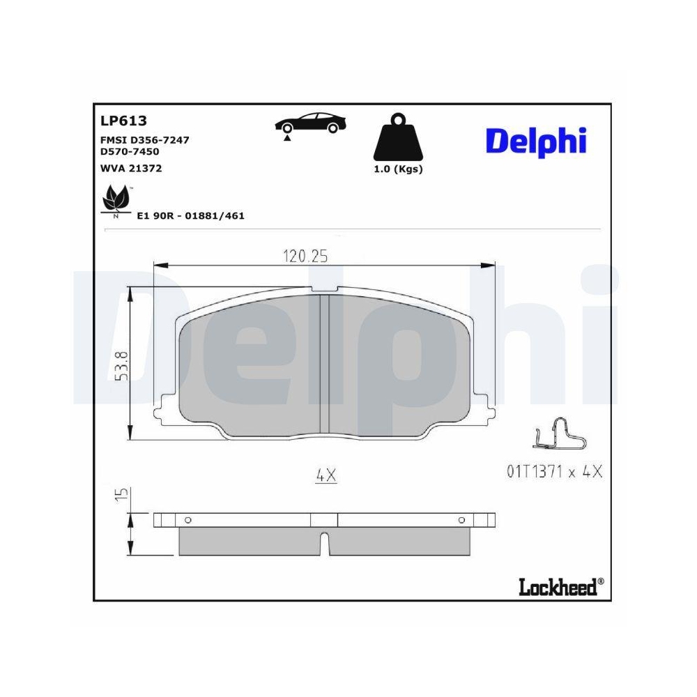 DELPHI LP613 Bremsbelagsatz, Scheibenbremse f&uuml;r TOYOTA, Vorderachse