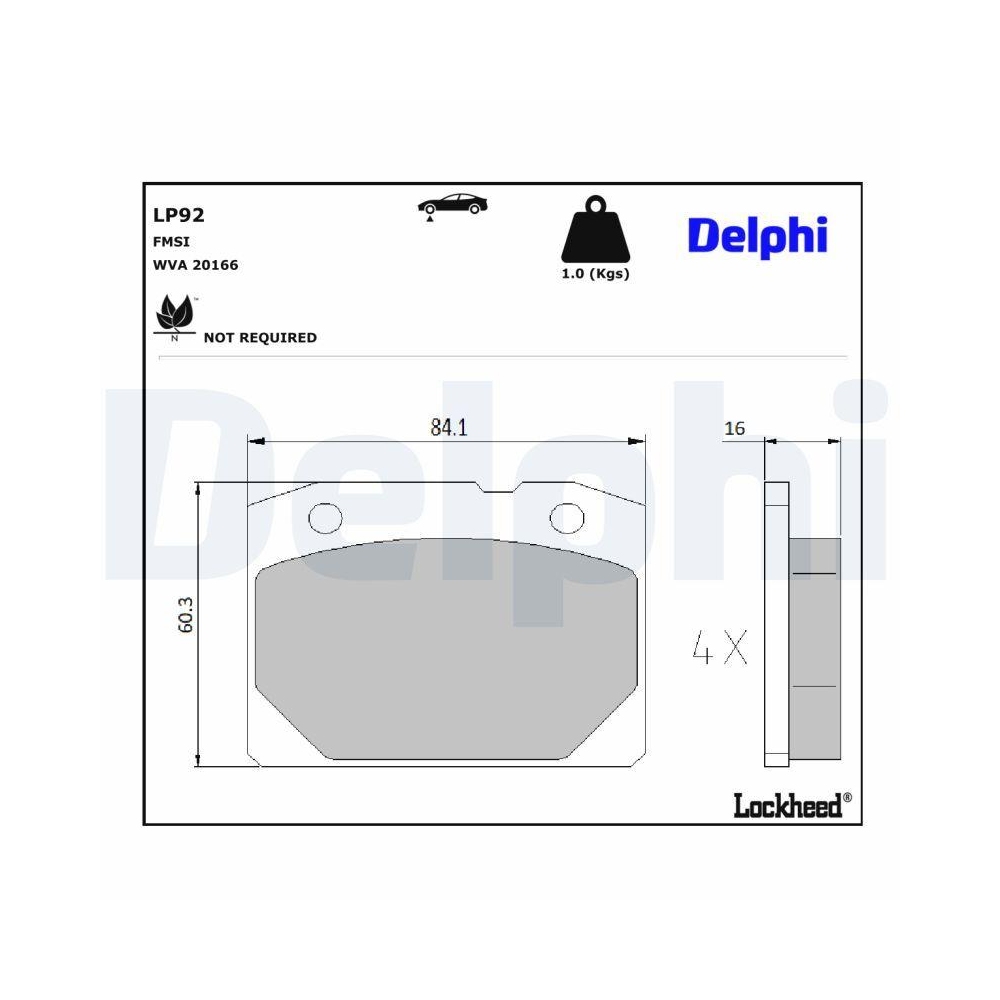 DELPHI LP92 Bremsbelagsatz, Scheibenbremse f&uuml;r LADA ROVER, Vorderachse