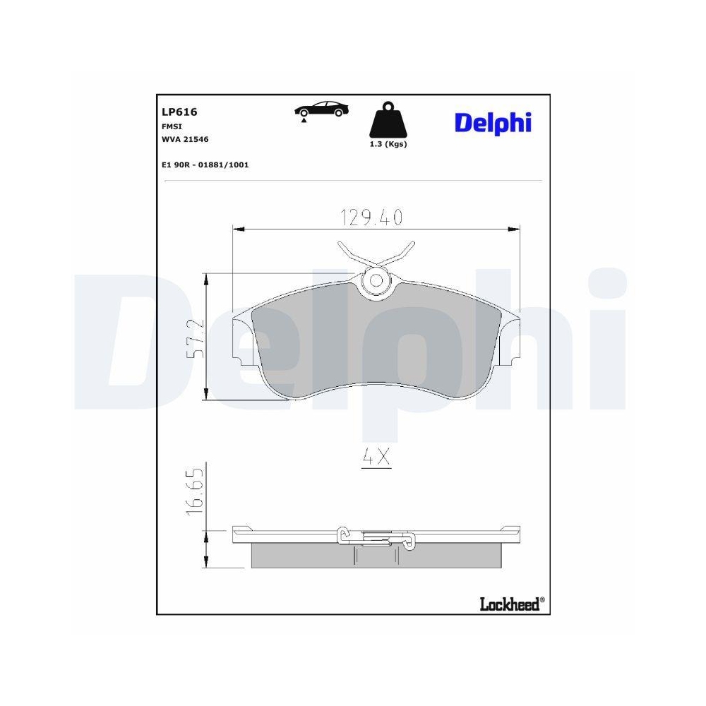 DELPHI LP616 Bremsbelagsatz, Scheibenbremse f&uuml;r NISSAN, Vorderachse