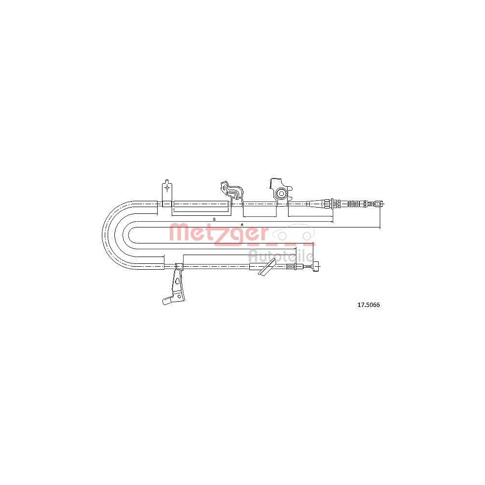 Seilzug, Feststellbremse METZGER 17.5066 f&uuml;r FIAT SUZUKI, hinten rechts