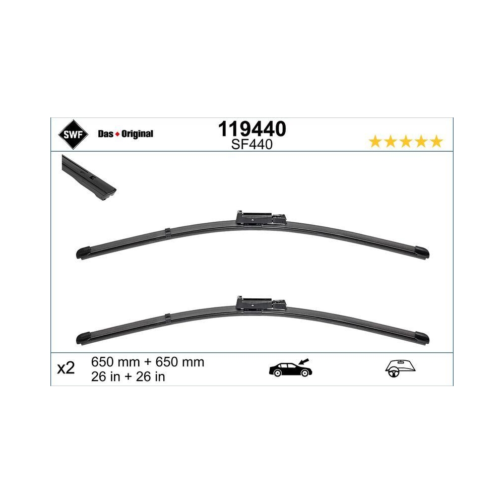Wischblatt SWF 119440 DAS ORIGINAL SET für SEAT, vorne