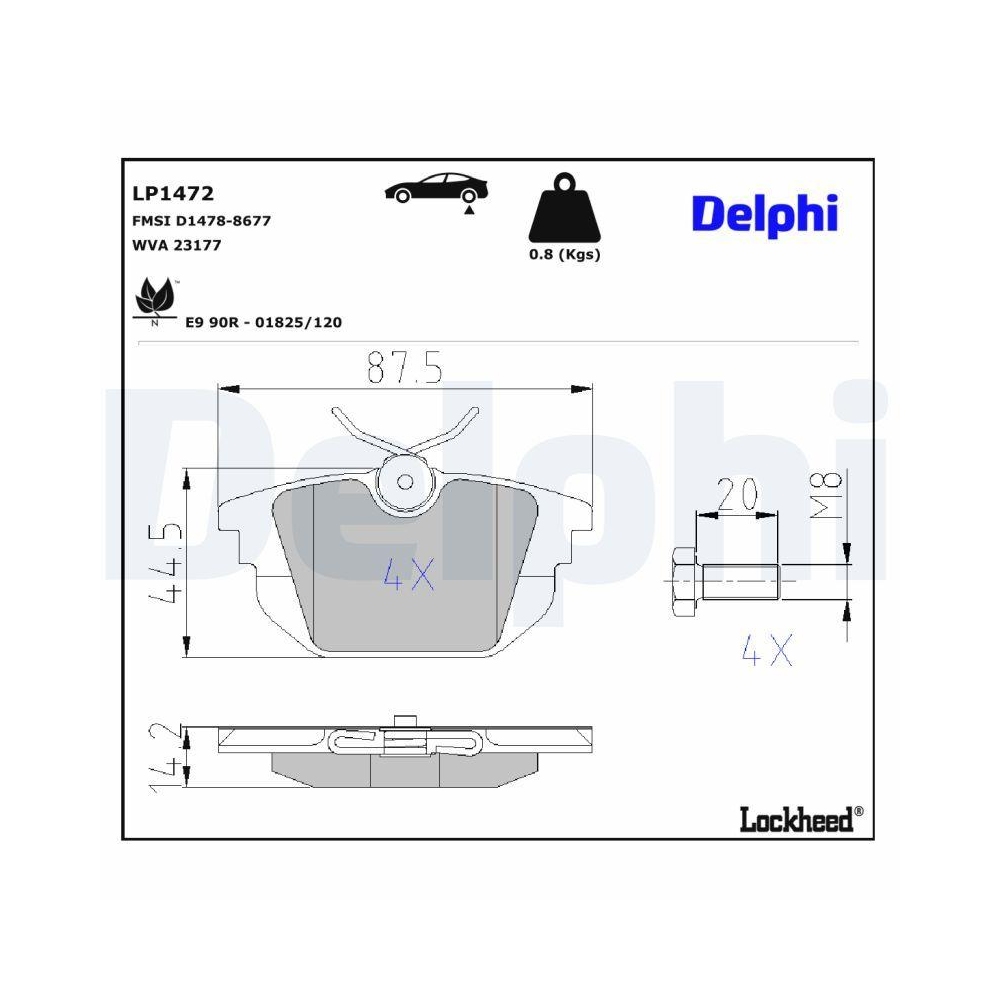 DELPHI LP1472 Bremsbelagsatz, Scheibenbremse für ALFA ROMEO FIAT LANCIA