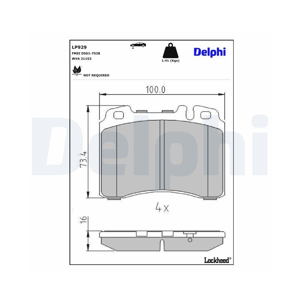 DELPHI LP929 Bremsbelagsatz, Scheibenbremse f&uuml;r MERCEDES-BENZ, Vorderachse