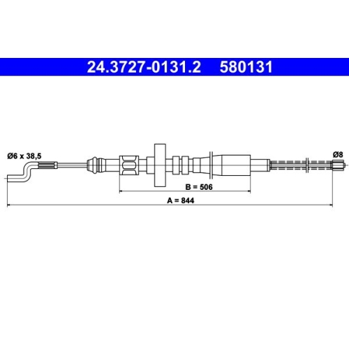 Seilzug, Feststellbremse ATE 24.3727-0131.2 f&uuml;r VAG, hinten