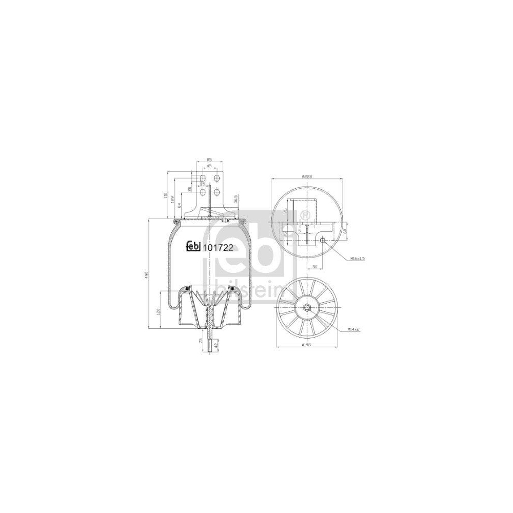 FEBI BILSTEIN Federbalg, Luftfederung 101722 für IVECO, Hinterachse links