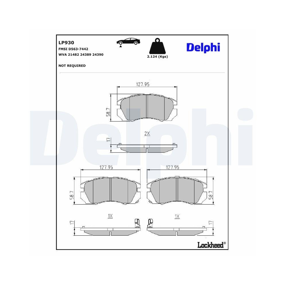 DELPHI LP930 Bremsbelagsatz, Scheibenbremse f&uuml;r SUBARU, Vorderachse