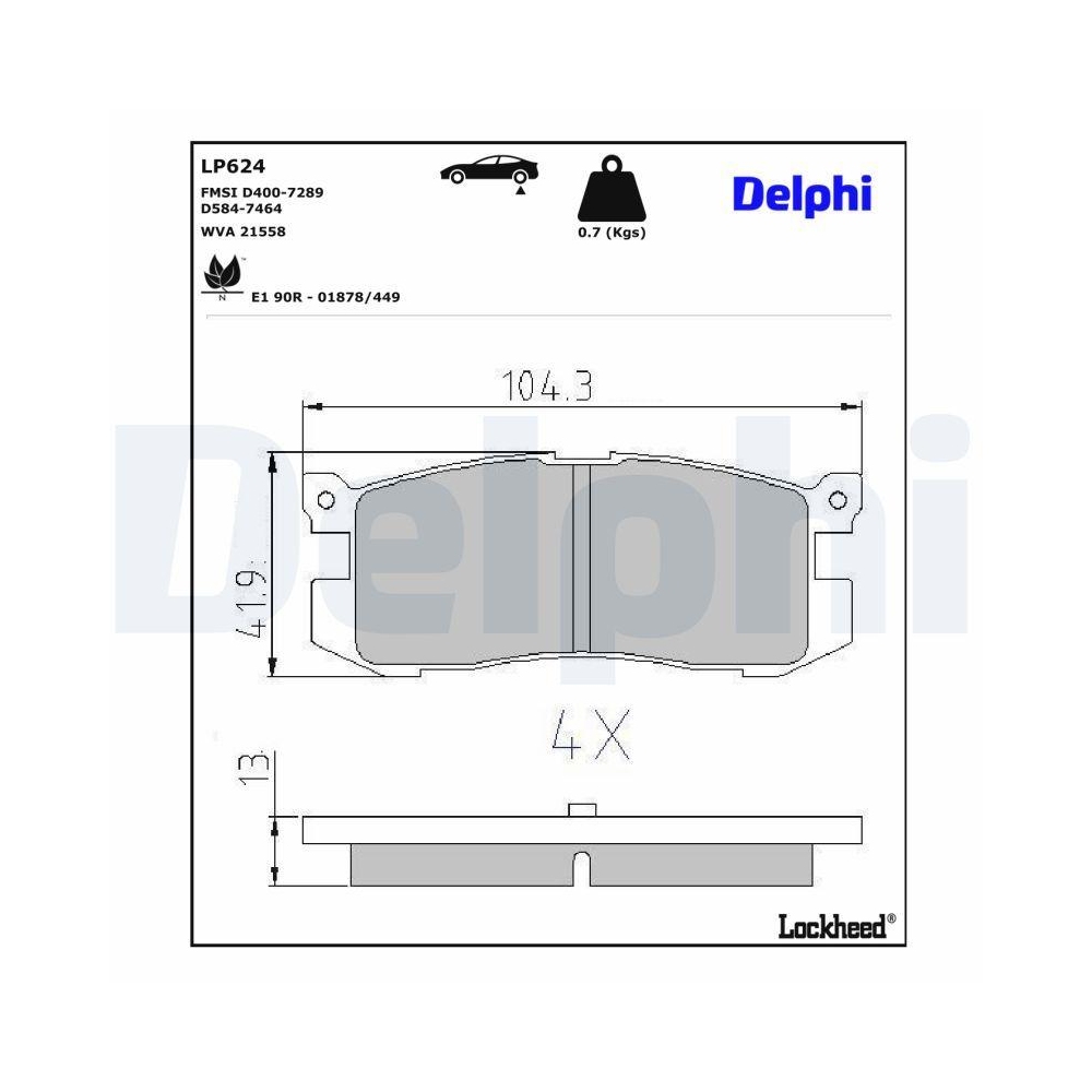 DELPHI LP624 Bremsbelagsatz, Scheibenbremse für FORD MAZDA, Hinterachse