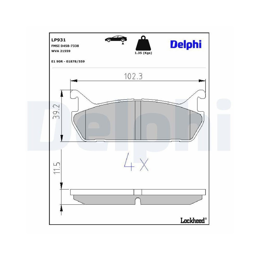 DELPHI LP931 Bremsbelagsatz, Scheibenbremse für DAIHATSU MAZDA SUZUKI
