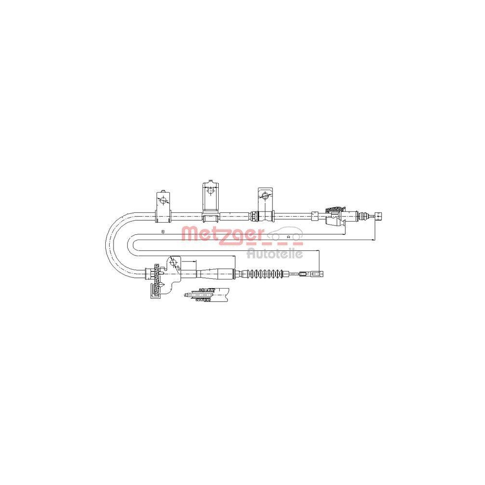 Seilzug, Feststellbremse METZGER 17.6020 f&uuml;r KIA, hinten rechts