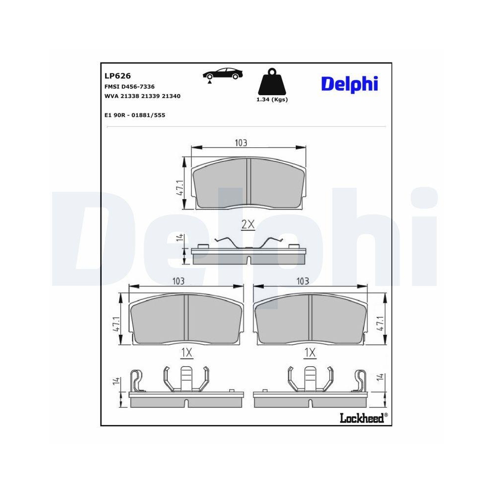 DELPHI LP626 Bremsbelagsatz, Scheibenbremse f&uuml;r DAIHATSU, Vorderachse