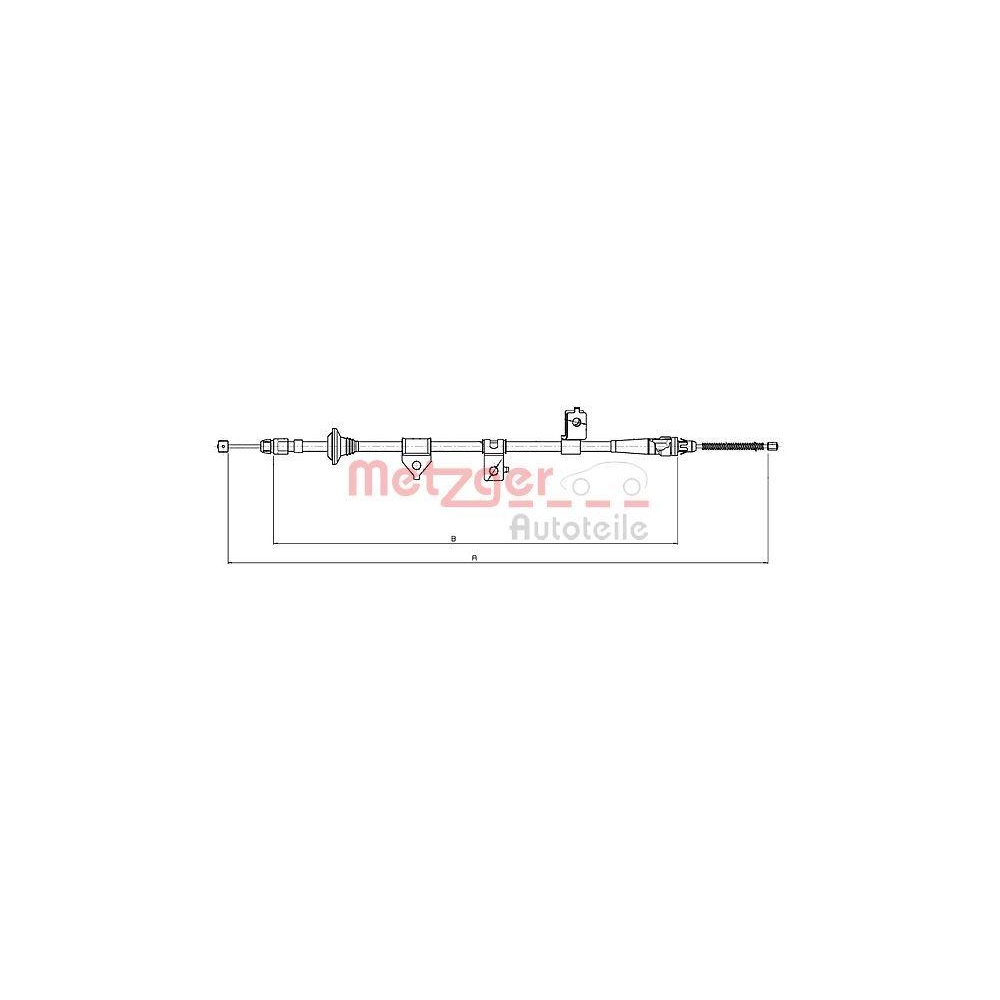 Seilzug, Feststellbremse METZGER 17.6026 f&uuml;r KIA, hinten rechts