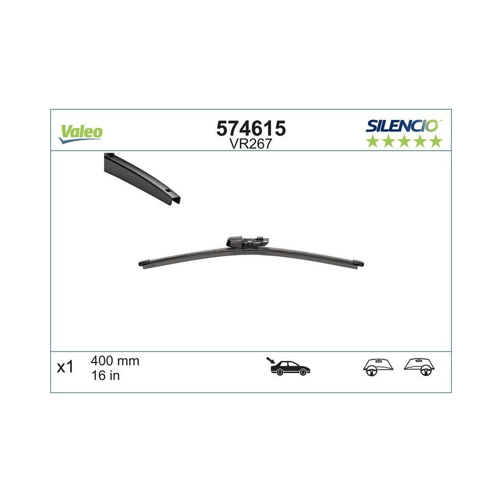 Wischblatt VALEO 574615 SILENCIO REAR für MAN SEAT SKODA VW VW (SVW), hinten