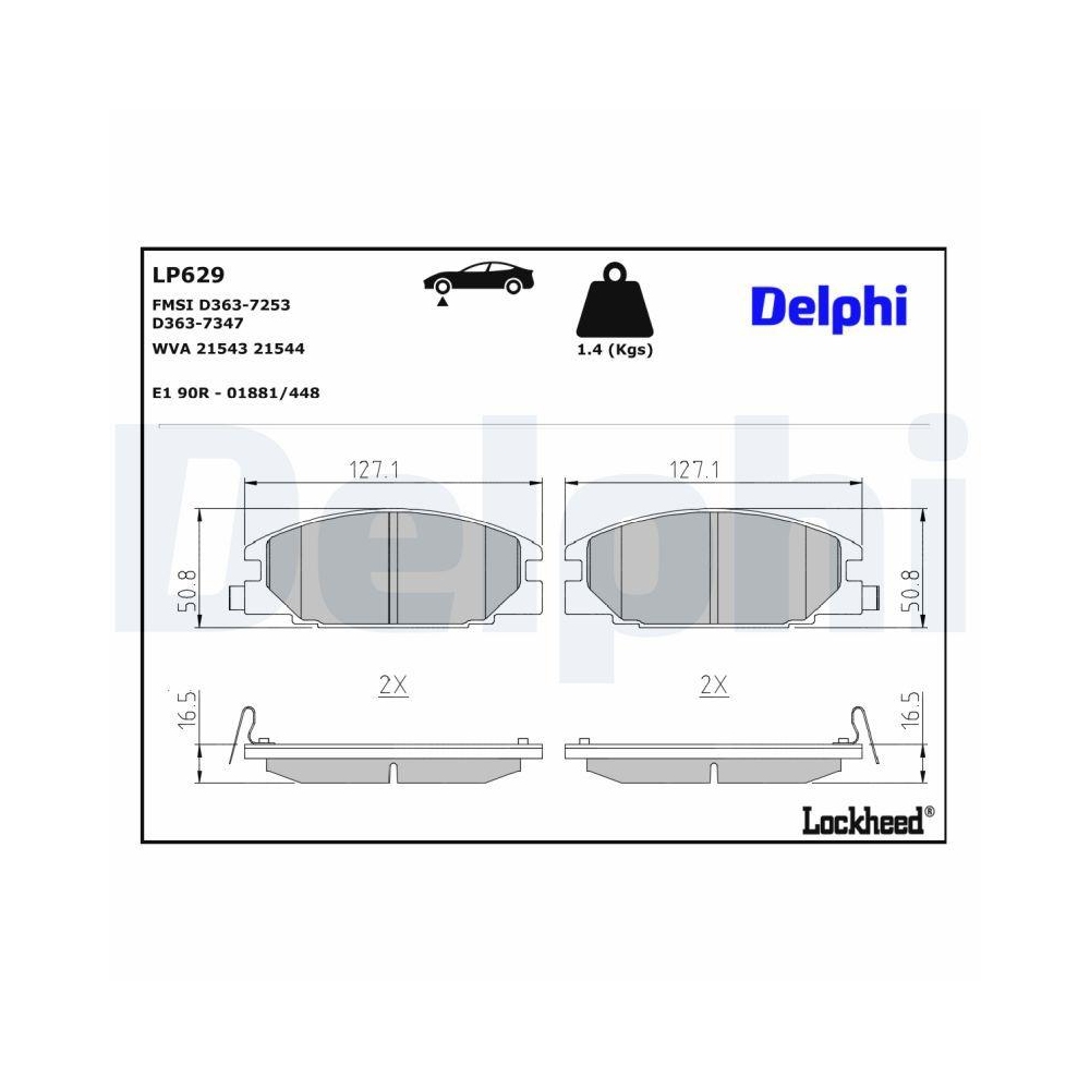 DELPHI LP629 Bremsbelagsatz, Scheibenbremse f&uuml;r ISUZU OPEL VAUXHALL, Vorderachse