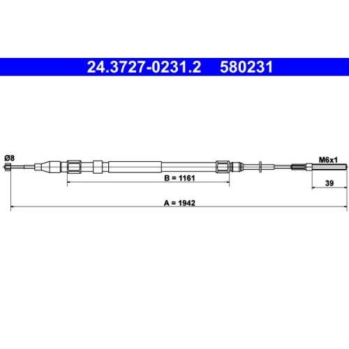 Seilzug, Feststellbremse ATE 24.3727-0231.2 f&uuml;r BMW, hinten