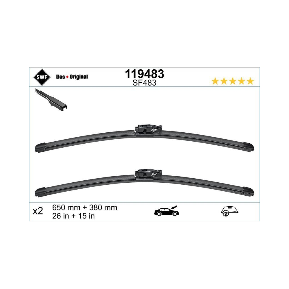 Wischblatt SWF 119483 DAS ORIGINAL SET für RENAULT, vorne