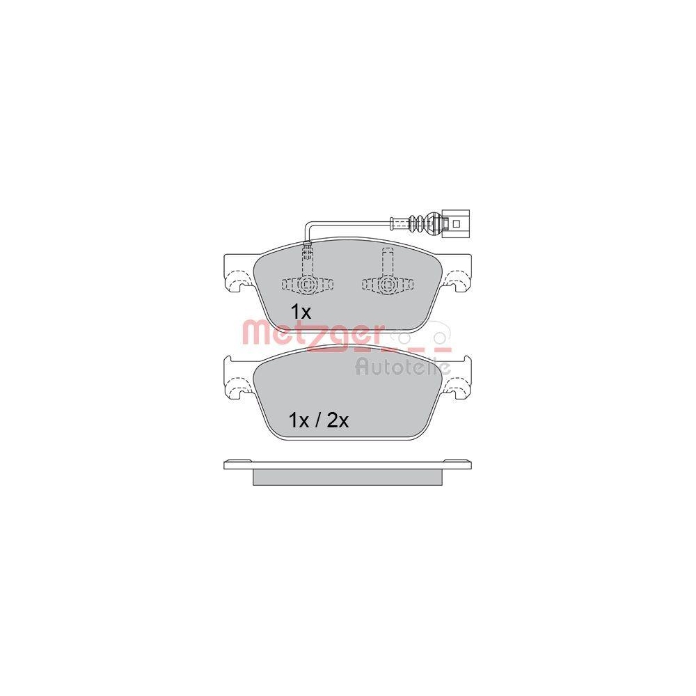 Bremsbelagsatz, Scheibenbremse METZGER 1170484 f&uuml;r VAG, Vorderachse