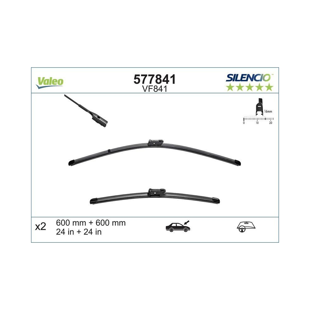 Wischblatt VALEO 577841 SILENCIO FLAT BLADE SET für VW, vorne