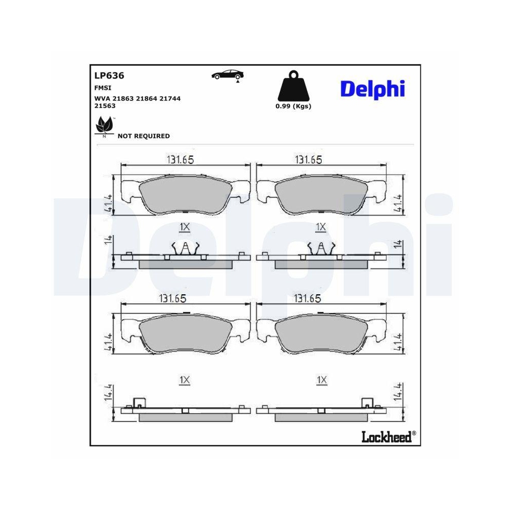 DELPHI LP636 Bremsbelagsatz, Scheibenbremse f&uuml;r ISUZU, Hinterachse