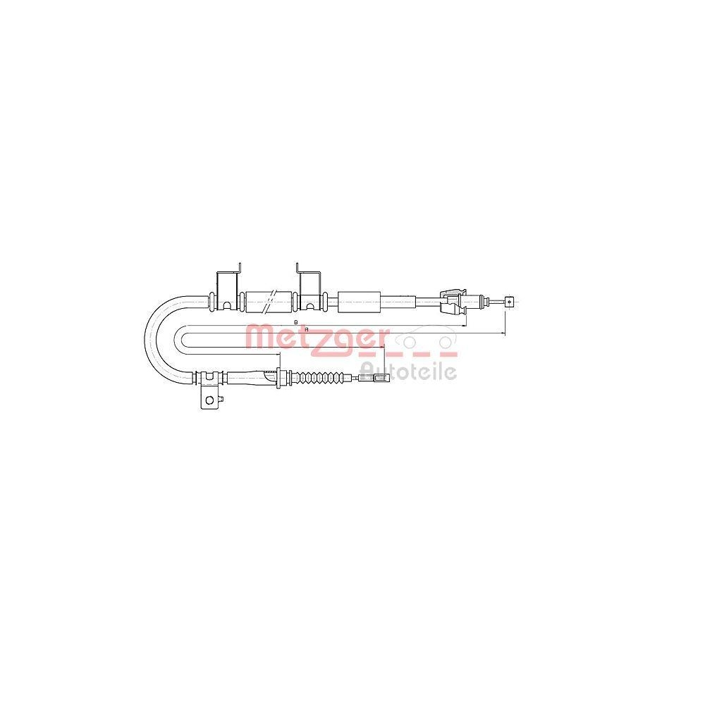 Seilzug, Feststellbremse METZGER 17.6053 f&uuml;r KIA, hinten rechts