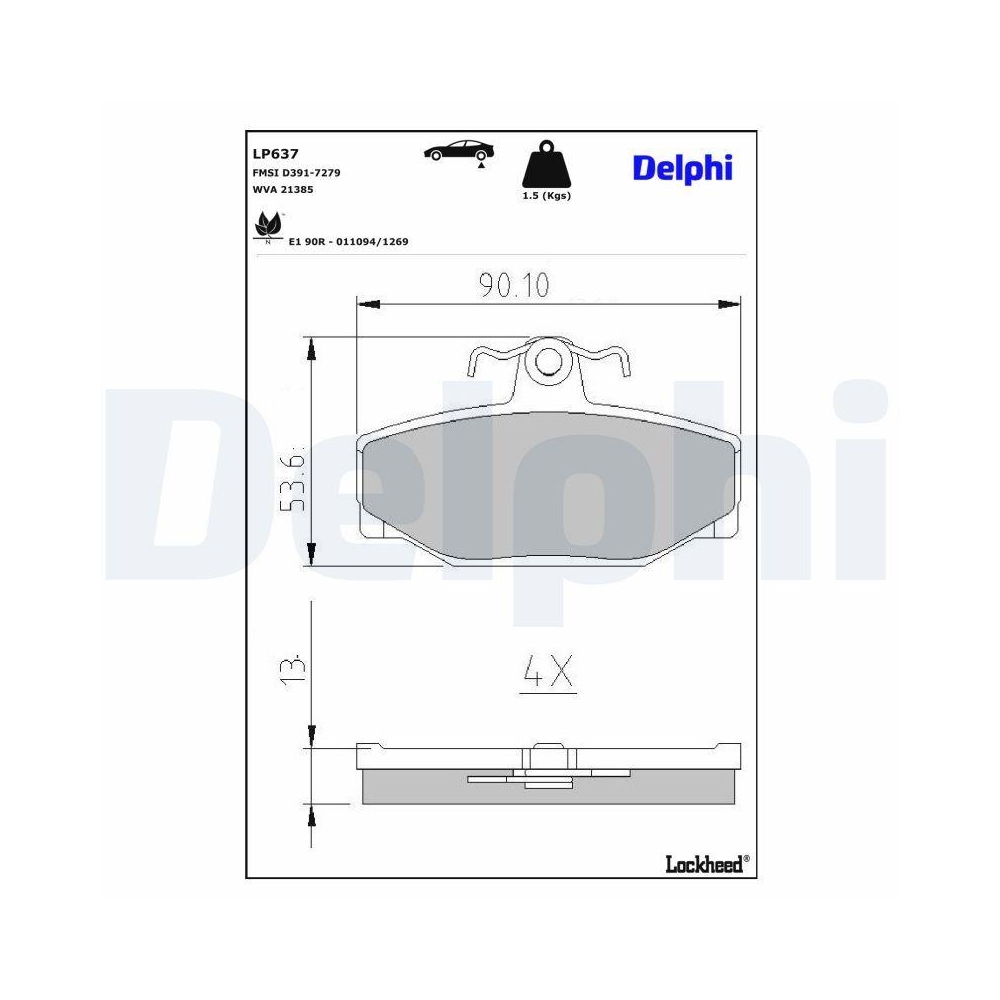 DELPHI LP637 Bremsbelagsatz, Scheibenbremse f&uuml;r VOLVO, Hinterachse