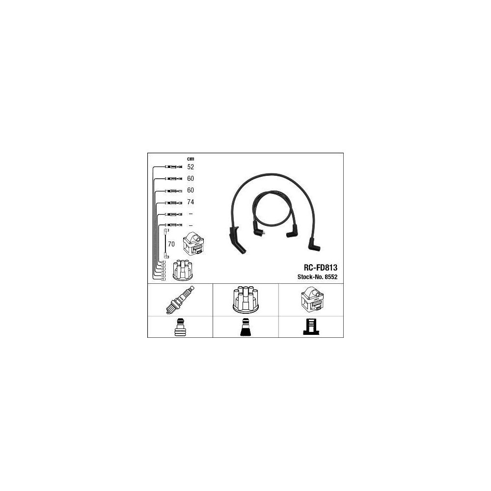 Z&uuml;ndleitungssatz NGK 8552 f&uuml;r, f&uuml;r Fahrzeuge mit Z&uuml;ndverteiler