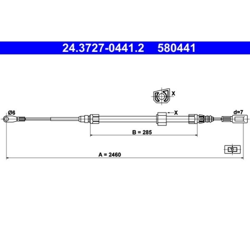 Seilzug, Feststellbremse ATE 24.3727-0441.2 f&uuml;r MERCEDES-BENZ VAG, vorne