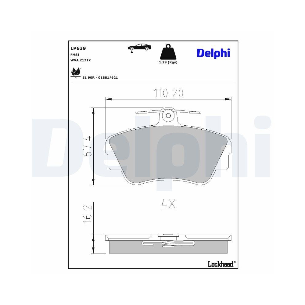 DELPHI LP639 Bremsbelagsatz, Scheibenbremse für VOLVO, Vorderachse