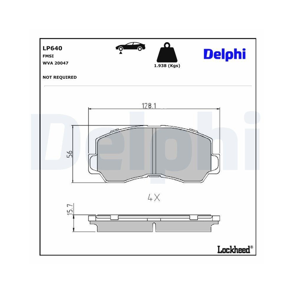 DELPHI LP640 Bremsbelagsatz, Scheibenbremse f&uuml;r MITSUBISHI, Vorderachse