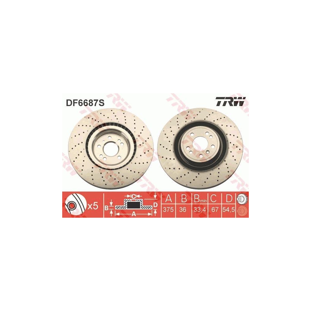 Bremsscheibe TRW DF6687S TRW SINGLE für MERCEDES-BENZ, Vorderachse