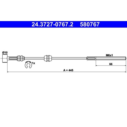 Seilzug, Feststellbremse ATE 24.3727-0767.2 f&uuml;r OPEL VAUXHALL, vorne