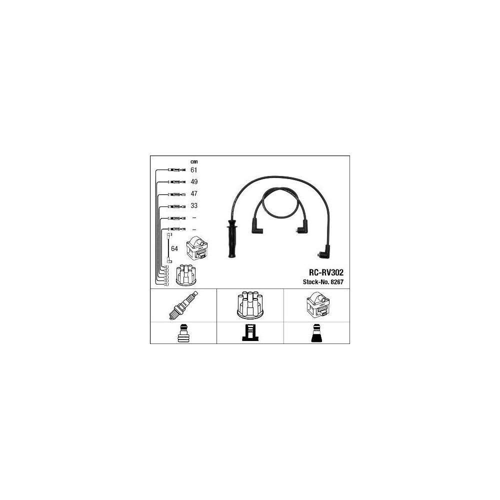 Z&uuml;ndleitungssatz NGK 8267 f&uuml;r MG ROVER, f&uuml;r Fahrzeuge mit Z&uuml;ndverteiler